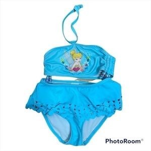 Tinker Bell Swim Suit 2 Piece Disney Store Sz 4 Girls Blue